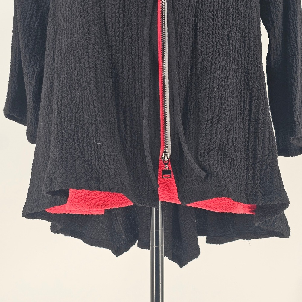 Kiyo Zip Tunic Tank Set XS/M Black Red Lagenlook Oversized Textured Crinkle 2pc - Picture 4 of 16